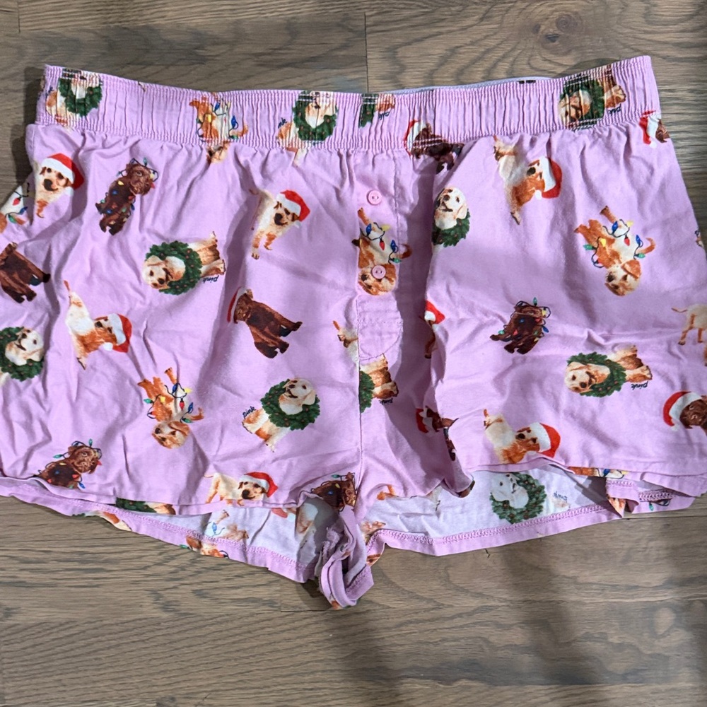 Pink - Purple Dog Print Christmas Boxer Shorts